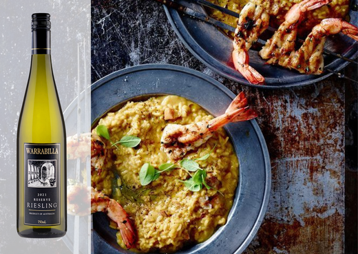 Grilled King Prawns With Saffron Risotto